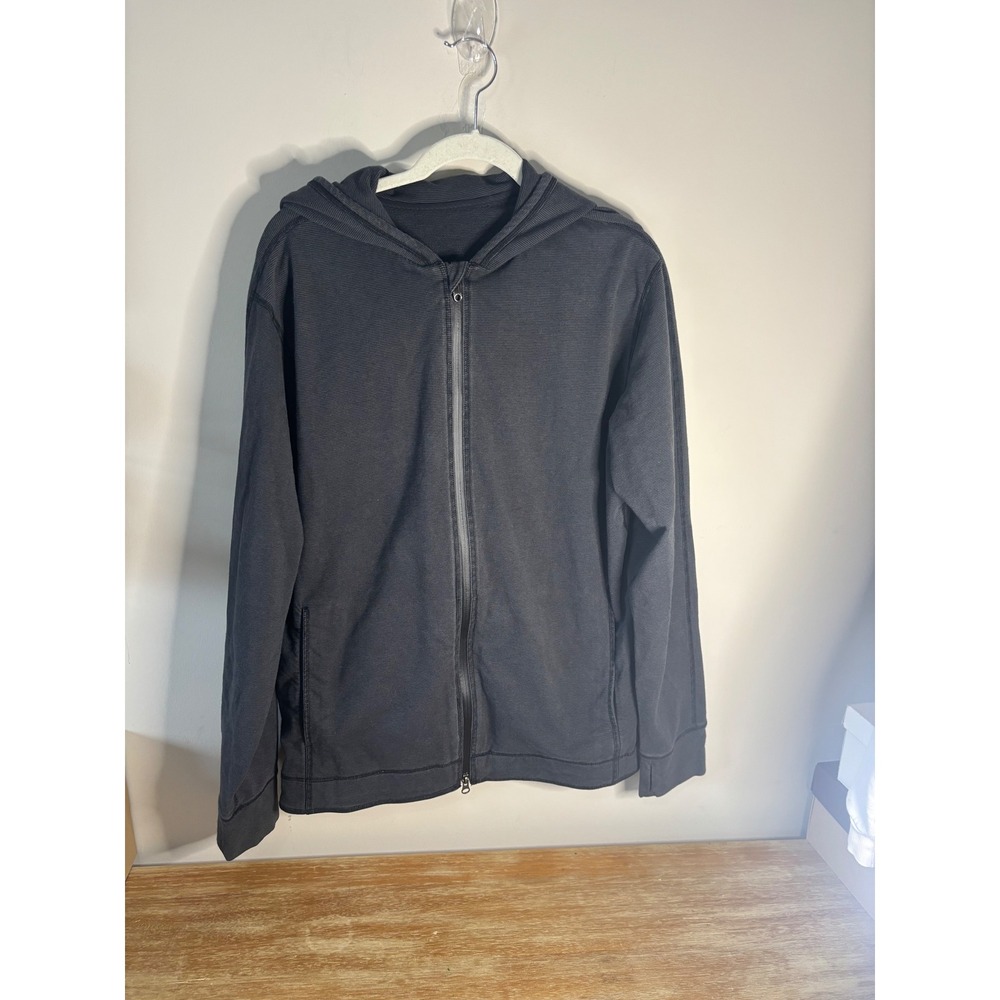 Lululemon Men's Full Zip Hoodie Charcoal Heathered Stripe‎ XL Athleisure Casual